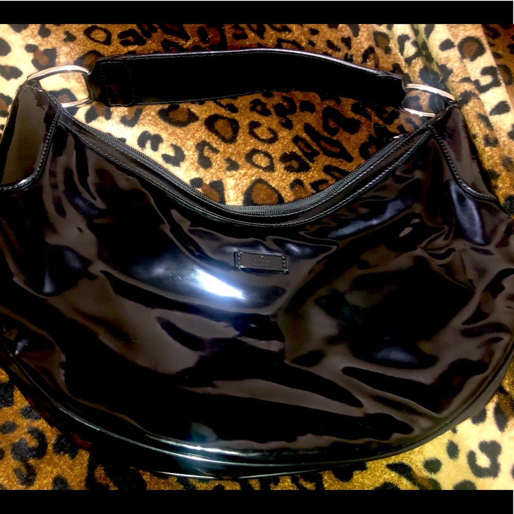 Auth Gucci patent leather shoulder bag